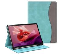 Fintie Funda Multiángulo para Lenovo Tab P12 de 12,7 Pulgadas TB370FU 2023 | Funda Tipo Folio con Soporte para Bolígrafo, Ranuras para documentos y Auto-Reposo/Activación, Verde Marron