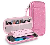 FINTIE Funda Nintendo Switch 2(Modelo 2025) - Funda de Transporte con 20 Soportes para Tarjetas de Juego y Correa para la Consola Nintendo Switch y Sus Accesorios, Rosa Estrellas