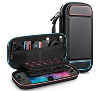 FINTIE Funda Nintendo Switch 2(Modelo 2025) - Funda de Transporte con 20 Soportes para Tarjetas de Juego y Correa para la Consola Nintendo Switch y Sus Accesorios, Negro(Líneas de Colores)