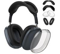Fintie Funda para AirPods Max 2 (2026) y AirPods Max 1 (2020/2024), funda transparente de TPU, protector de silicona para almohadillas y diademas, accesorios protectores, negro