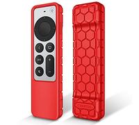 Fintie Funda para Apple TV Siri Remote Controller 2021 (2ª Gen) - Peine Miel Ligero Antideslizante a Prueba de Golpes Cubierta de Silicona -Rojo