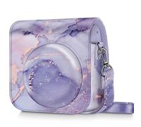 Fintie Funda para cámara instantánea Fujifilm Instax Mini SE - Funda de Piel sintética para cámara de Viaje con Correa Ajustable extraíble, mármol Lila, Cristal, Carcasa rígida
