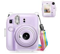 FINTIE Funda para Fujifilm Instax Mini 12 cámara instantánea, Cubierta rígida de Cristal con Bolsillo de película Mejorado para almacenar Fotos y Correa de Hombro extraíble arcoíris-Transparente