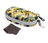 Fintie Funda para gafas de sol con mosquetón, carcasa rígida a prueba de golpes, funda deportiva para gafas de viaje con cremallera, Girasoles, Medium