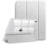 Fintie Funda para iPad 11ª Gen 2025 (A16) de 11 Pulgadas, iPad 10ª Gen de 10.9 Pulgadas (2022) con Soporte para bolígrafo, Funda Brillante antichoque con Cubierta Trasera Transparente,Plateada