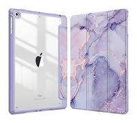 Fintie Funda para iPad 9.7 Pulgadas (6ª generación 2018/5ª generación 2017), iPad Air 2, con Portalápiz para Pencil - Carcasa Trasera Transparente a Prueba de Choques, Mármol Lila Dorado