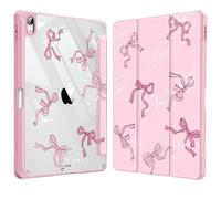 FINTIE Funda para iPad Air 11 Pulgadas M4/M3/M2 (2026/2025/2024), iPad Air 5a/4a Gen 10.9" (2022/2020) con Portalápices - Delgada Ligera Transparente Cubierta Trasera con Borde de TPU, Cinta Rosa