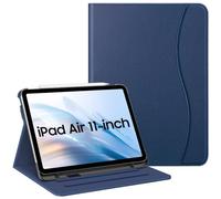 FINTIE Funda para iPad Air de 11 pulgadas (2024) M2, iPad Air de 6ª / 5ª / 4ª generación (2024/2022/2022) - [visualización multiángulo] Funda protectora con soporte para lápices y bolsillo, color azul
