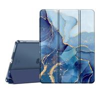 Fintie Funda para iPad de 10,2" de 9/8/7 Gen (Modelo 2021/2020/2019) | Soporte Integrado para Pencil - Trasera Transparente Carcasa Ligera Auto-Reposo/Activación, Z-Mármol Azul Dorado