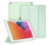 Fintie Funda para iPad de 10,2" de 9/8/7 Gen (Modelo 2021/2020/2019) | Soporte Integrado para Pencil - Trasera Transparente Carcasa Ligera Auto-Reposo/Activación, Verde Claro