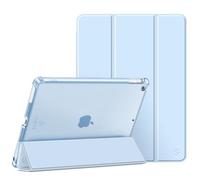 Fintie Funda para iPad de 10,2" de 9/8/7 Gen (Modelo 2021/2020/2019) | Soporte Integrado para Pencil - Trasera Transparente Carcasa Ligera Auto-Reposo/Activación, Azul Claro