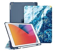 Fintie Funda para iPad de 10,2" de 9/8/7 Gen (Modelo 2021/2020/2019) | Soporte Integrado para Pencil - Trasera Transparente Carcasa Ligera Auto-Reposo/Activación, Z-Océano Azul