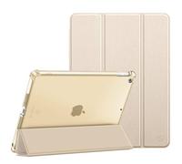 Fintie Funda para iPad de 10,2" de 9/8/7 Gen (Modelo 2021/2020/2019) | Soporte Integrado para Pencil - Trasera Transparente Carcasa Ligera Auto-Reposo/Activación, Satinado Beige
