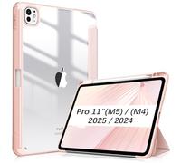 Fintie Funda para iPad Pro 11 Pulgadas (M4) 2024 con Lápiz Holder - Delgada Ligera Transparente Cubierta Trasera con Borde de TPU Suave, Oro Rosa