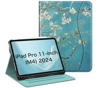 FINTIE Funda para iPad Pro 11 pulgadas (M4) 2024 [Número de modelo: A2836/A2837/A3006] con lápiz capacitivo, Multi-angli Slim Fit Folio Cover Case con Pocket y Auto Despertador/Sueño, Blossom