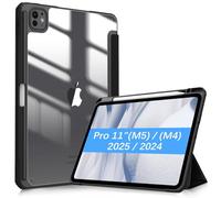 Fintie Funda iPad Pro 11 Pulgadas 2024 (5ª Gen) M4 con Soporte para bolígrafo, Funda Resistente a los Golpes con Carcasa rígida Transparente en la Parte Posterior - Negro