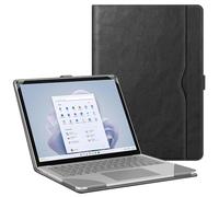 FINTIE Funda para Laptop Microsoft Surface de 13,5 Pulgadas 6/5/4/3/2 (Modelo: 1950/1951/1958/1867/1868/1769), Funda Protectora de Piel sintética Bolsillo Grande, Color Negro