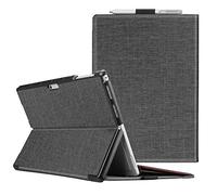 FINTIE Funda para Microsoft Surface Pro 7 (2019) / Pro 6 (2018) / Pro 5 (2017) / Pro 4 - Carcasa Dura de Múltiples Ángulos Compatible con Teclado Type Cover (Teclado No Incluido), Tela Gris Oscuro