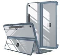 Fintie Funda para Microsoft Surface Pro de 12 pulgadas 1ª edición (2025), funda tipo libro a prueba de golpes con carcasa trasera transparente, compatible con teclado tipo Cover (azul)