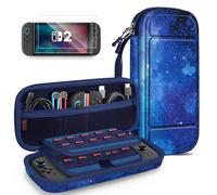 FINTIE Funda para Nintendo Switch 2 (2025) de Gran Capacidad - Set de Accesorios 2 en 1 con 2 Protectores de Cristal y 1 Estuche de Viaje rígido portátil - Cielo Estrellado