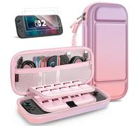 FINTIE Funda para Nintendo Switch 2 (2025) de Gran Capacidad - Set de Accesorios 2 en 1 con 2 Protectores de Cristal y 1 Estuche de Viaje rígido portátil - Ombré de fantasía