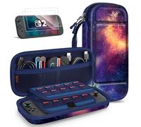 FINTIE Funda para Nintendo Switch 2 (2025) de Gran Capacidad - Set de Accesorios 2 en 1 con 2 Protectores de Cristal y 1 Estuche de Viaje rígido portátil - Galaxia