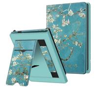 Fintie Funda para Pocketbook Fresh Pro/Pro Color (2024) e-Reader - Funda protectora Kickstand con compartimento para tarjetas, pulsera y función automática de sueño/despertador, flor de almendra
