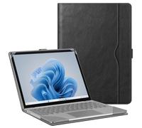 FINTIE Funda para portátil Microsoft Surface Go 3/2/1 de 12,4 Pulgadas (Modelo: 2013/1943), Funda Protectora de Piel sintética Bolsillo Grande, Color Negro