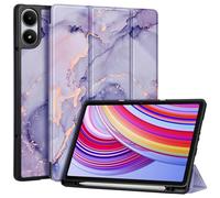 FINTIE Funda para Redmi Pad Pro 12.1 Pulgadas 2024 con Portalápices - Delgada Ligera Cubierta Trasera de TPU Suave con Auto Despertador/Sueño, Lila Marble