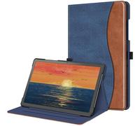 Fintie Funda para Samsung Galaxy Tab A11+ Plus 11" 2025 / A9+ Plus 11" 2023 | Funda Multiángulo Tipo Folio con Compartimento para Documentos y Auto-Reposo/Activación, Azul Marrón