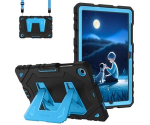 Fintie Funda para Samsung Galaxy Tab A11+ Plus 11" 2025 / A9+ Plus 11" 2023 | Funda Protectora Niños Resistente a Prueba de Golpes con Soporte y Correa para el Hombro, Negro Azul