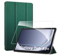 Fintie Funda para Samsung Galaxy Tab A9+/A9 Plus 11 pulgadas 2023 Tablet con película protectora - Funda de piel sintética ultrafina con función de encendido y apagado automático, color verde oscuro