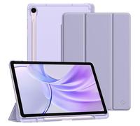 Fintie Funda para Samsung Galaxy Tab S10 FE 10.9" 2025/S9 FE 10.9" 2023/S9 11" 2023 con Soporte para bolígrafo, Funda Ultrafina con Parte Trasera translúcida y función de Encendido Auto,Morado Pastel