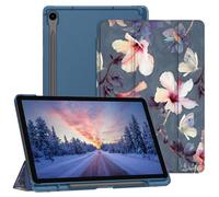 Fintie Funda para Samsung Galaxy Tab S10 FE 10.9" 2025 / S9 FE 10.9" 2023 / S9 11" 2023 con Soporte para bolígrafo, Funda Ultrafina con Parte Trasera translúcida y función de Apagado,Hibisco en Flor