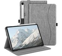 Fintie - Funda para Samsung Galaxy Tab S10 FE, S9 FE 10,9", S9 11", protectora tipo libro, visión multiángulo, con compartimento para documentos y función de encendido y apagado automático, gris