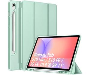 Fintie Funda para Samsung Galaxy Tab S10 Lite 10.9" 2025/S10 FE y S9 FE/S9 11" 2023 con S Pen Holder - Delgada Ligera Carcasa Trasera de Suave TPU con Auto Despertador/Sueño, Verde Claro