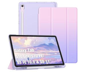 Fintie Funda para Samsung Galaxy Tab S10 Lite 10.9" 2025/S10 FE y S9 FE/S9 11" 2023 con Soporte para bolígrafo, Funda Ultrafina con Parte Trasera translúcida y función de Encendido,Fantasy Ombre