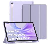 Fintie Funda para Samsung Galaxy Tab S10 Lite 2025/S10 FE/S9 FE 10.9"/S9 11" 2023 con Soporte para bolígrafo, Funda Ultrafina con Parte Trasera translúcida y función de Encendido Auto,Morado Pastel
