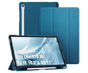 FINTIE Funda para Samsung Galaxy Tab S10 Lite 2025 /S10 FE /S9 FE 10.9"/S9 11" con S Pen Portalápices, Delgada Ligera Case Retro Mate Translúcida Cover con Auto Despertador / Sueño, Teal