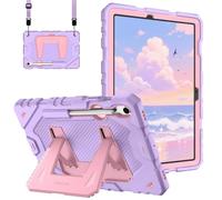 Fintie Funda para Samsung Galaxy Tab S10 Lite/S10 FE/S9 FE 10.9"/Tab S9 11" | Funda Protectora Niños Resistente a Prueba de Golpes con Soporte y Correa para el Hombro, Lila Rosa