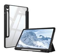 Fintie Funda para Samsung Galaxy Tab S10 Lite/S10 FE/S9 FE 10.9"/Tab S9 11" | Soporte para S Pen, Funda Híbrida Delgada a Prueba de Golpes con Carcasa Trasera Transparente, Negro