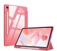 Fintie Funda para Samsung Galaxy Tab S10 Lite/S10 FE/S9 FE 10.9"/Tab S9 11" | Soporte para S Pen, Funda Híbrida Delgada a Prueba de Golpes con Carcasa Trasera Transparente, Rosa