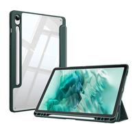Fintie Funda para Samsung Galaxy Tab S10 Lite/S10 FE/S9 FE 10.9"/Tab S9 11" | Soporte para S Pen, Funda Híbrida Delgada a Prueba de Golpes con Carcasa Trasera Transparente, Verde Medianoche