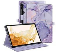 FINTIE Funda para Samsung Galaxy Tab S9 Plus 2023/S8 Plus 2022/S7 FE 2021/S7 Plus 2020 de 12.4 Pulgadas, Funda Protectora de visión multiángulo con Bolsillo, Apagado y Encendido automático, mármol