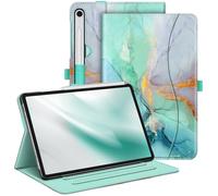 Fintie Funda para Samsung Galaxy Tab S9 FE de 10,9 Pulgadas/Tab S9 de 11 Pulgadas 2023, Funda multiángulo Folio con Compartimento para Documentos y función de Encendido automáticos, mármol Esmeralda