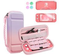 Fintie Funda para Switch Lite, paquete de accesorios 8 en 1 Switch Lite con funda de transporte, cubierta transparente de TPU suave, protector de pantalla, empuñaduras Joy-Con, Fantasy Ombre