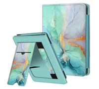 Fintie Funda para Tolino Shine Color/Shine 5 (2024)/Shine 4 (2022) y Kobo Clara Colour/Clara BW(2024)/Clara 2E (2022) - Funda con tarjetero Correa de mano y Auto Sleep/Wake, mármol esmeralda