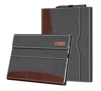 Fintie Funda Portafolio Compatible con Microsoft Surface Pro 11/10/ 9 de 13 Pulgadas 2024/2022 - Carcasa Multiángulo con Bolsillo Compatible con Teclado Type Cover (Teclado No Incluido), Gris/Marrón