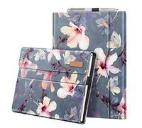 Fintie Funda Portafolio Compatible con Microsoft Surface Pro 7+ (2021)/Pro 7/6/5/4/3 - Carcasa Multiángulo con Bolsillo Compatible con Teclado Type Cover (Teclado No Incluido), Hibisco