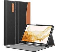 Fintie Funda Portafolio Compatible con Samsung Galaxy Tab S8+ (2022)/S7 FE (2021)/S7+ (2020) de 12.4" con Portalápiz - Carcasa Multiángulo con Bolsillo y Auto-Reposo/Activación, Negro/Marrón